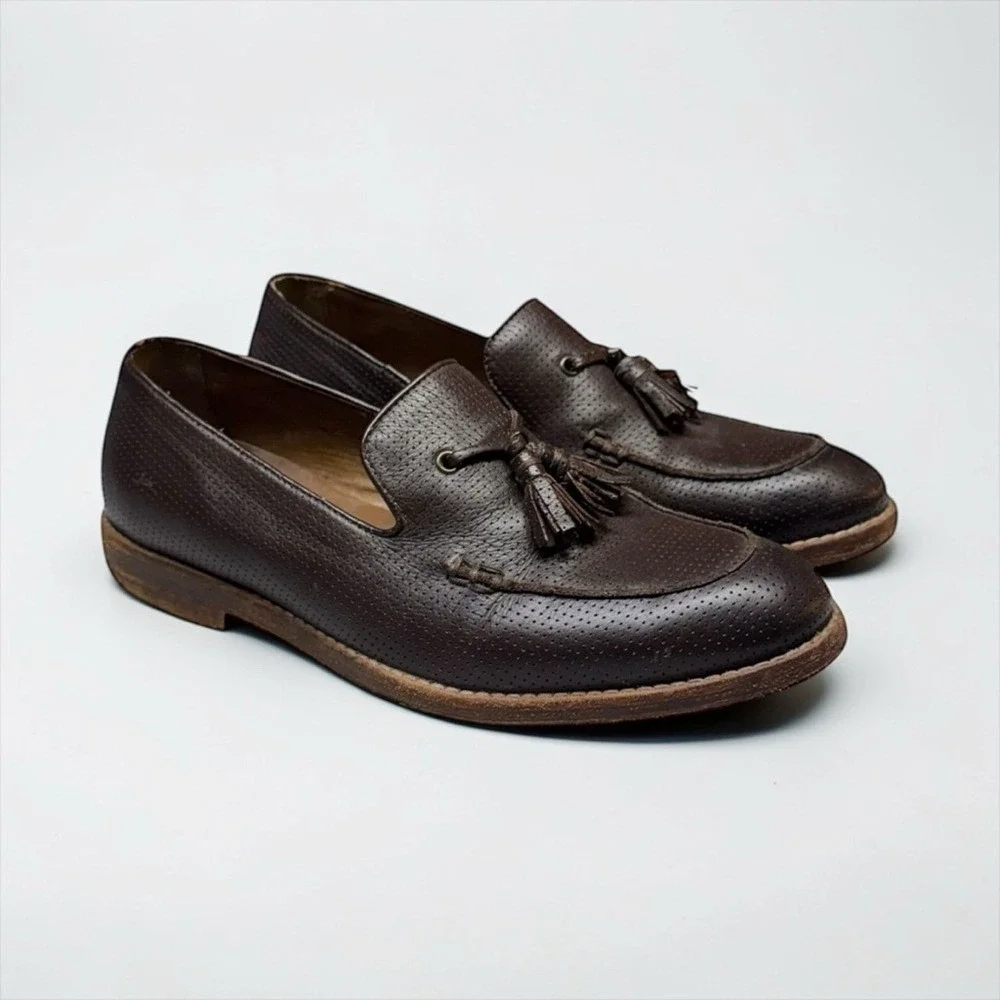 Zara Man Leather Loafers Size 43 Made in Italy Tassel Formal